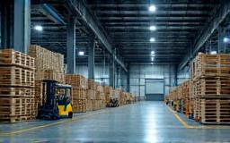 Dock logistique avec palettes prêtes à l’expédition